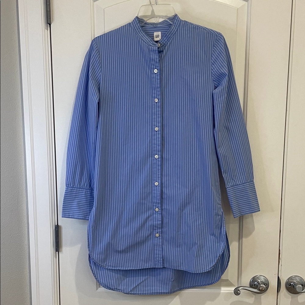 Gap Blue Pinstripe Button Down Shirt-Dress